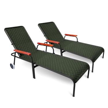 Imagem de Kit 2 Espreguiçadeiras Confortavel Reclinável AcquaFlex Verde-Oliva/Preto