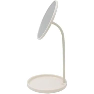 Imagem de TLTDSMY Espelho de maquiagem de mesa, espelho de penteadeira, espelho redondo de dormitório de estudante, espelho retrátil de beleza para quarto de mesa