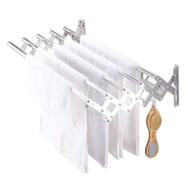 Imagem de AKALNNB Rack de secagem de parede para lavanderia, arejador, econômico, dobrável, de aço inoxidável, para uso interno e externo, escorredor de secadora moderno ()