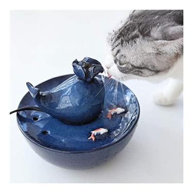 Imagem de Fonte de cerâmica para gatos bebedouro automático para animais de estimação bebedouro para gato cão tigela de água silenciosa ajustável filtro de carbono ativado pequeno bebedouro para animais de