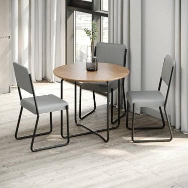 Imagem de Conjunto 2 Cadeiras de Jantar Next Tecido Mesclado Est.Preta - Metalig