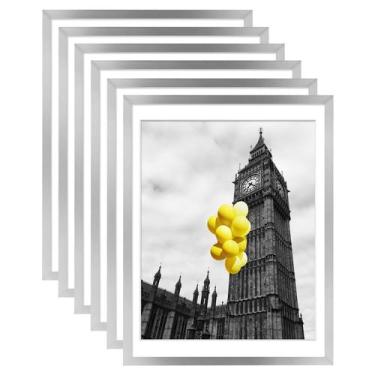 Imagem de Conjunto de 6 molduras para fotos BSRHOME 12x16 em prata com acrílico