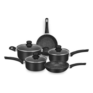 Imagem de Jogo de Panelas Serena 5 Peças Ceramic Flon Preto 8567 - MTA