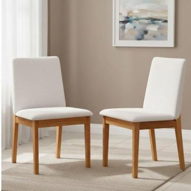 Imagem de Kit 2 Cadeiras para Sala de Jantar Estofada Madeira Maciça Cecília - H