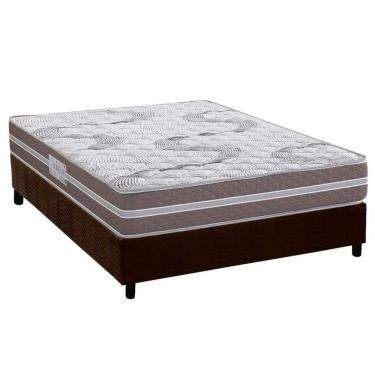 Imagem de Cama Box Casal: Colchão Espuma D33 Herval Long Live + Base Crc Suede Brown (138x188)