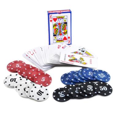 Imagem de Baralho de Papel 54 Cartas com 24 Fichas de Poker - Tudo em Caixa