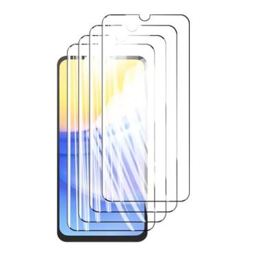 Imagem de 4 protetores de tela para Samsung Galaxy A15 5G, vidro temperado cristal 9H HD, alumínio de alta qualidade, capa antirriscos, compatível com 6,5" (preto)