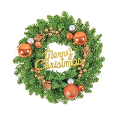 Imagem de Generic Guirlanda de Natal com agulhas de artificiais, decoração de Natal para pendurar em casamento, para lareira, janela, escritório, parede, Bola de Cobre 30x8cm