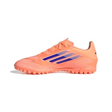 Imagem de adidas Tênis unissex adulto F50 Club Turf, Laranja/azul claro/branco, 12.5 Women/11.5 Men