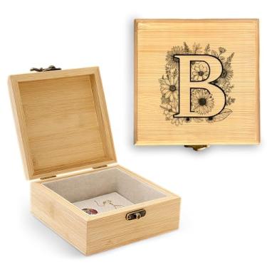 Imagem de BJDAMAI Trinket Keepsake Caixa de armazenamento de joias decorativa de memória, itens de decoração de meninas, acessórios de itens de mercadoria, presente, essenciais estéticos (letra B)