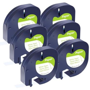 Imagem de Compatível com refis Dymo LetraTag White Paper 91330 10697 Fita de etiqueta 12 mm x 4 m para Dymo Letra Tag LT-100H LT-100T Plus 200b QX50 2000 refis de etiqueta, 1/2 polegada x 4 m, pacote com 6