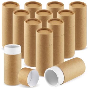 Imagem de 12 frascos de papel kraft de 30 ml, caixas de papelão vazias, recipientes redondos de papelão para presente com tampa para artesanato, chá, café, cosméticos - marrom