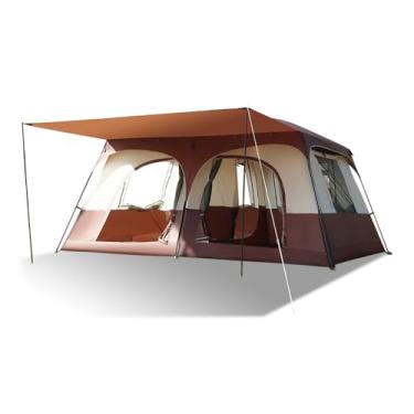 Imagem de Pilipane Barraca de acampamento de viagem com 2 quartos grande para a família barraca respirável e à prova de chuva para acampamento ao ar livre, caminhadas, mochilão, praia, café, tecido Oxford metal