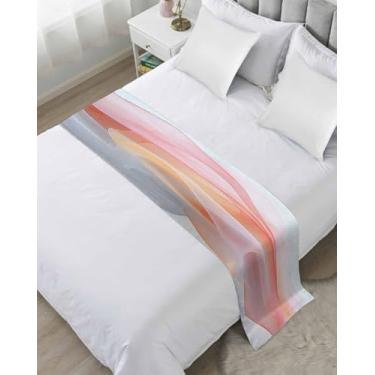 Imagem de ZFUNCING Modernismo abstrato arte colorida corredores de cama para quarto de hotel, lenço de cama decorativo, fita de chiffon, textura de neblina, cobertor de cama para cama king size da Califórnia