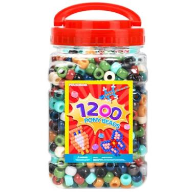 Imagem de Praisebank Contas de pônei, 1200 peças, 6 x 9 mm, contas por atacado, pulseiras para fabricação de joias, artes e artesanato (tom de terra)