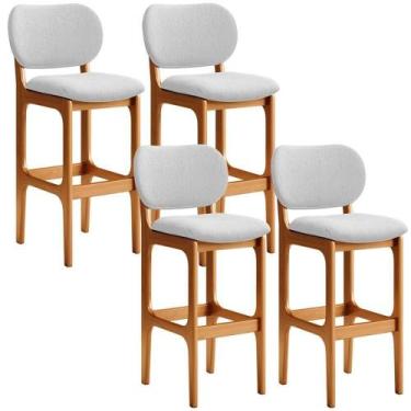 Imagem de Kit 4 Banquetas Alta Betta Imbuia Linho Cinza - LYAM DECOR