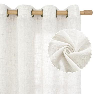 Imagem de Cortinas LAMIT Ivory White Linen Sheer 213x213cm para sala de estar
