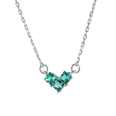 Imagem de EFASHION Colar feminino de prata esterlina 925 banhado a ouro 14K com pingente de coração, Medium, Ouro, Esmeralda sintética