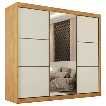 Imagem de Guarda Roupas Casal 3 Portas de Correr Com Espelho 100% MDF Flex 6 Gavetas Argel