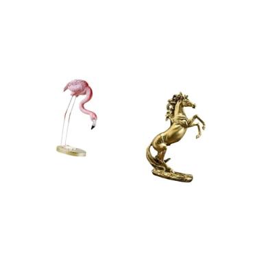 Imagem de Fenteer Estátua de Resina de Cavalo Flamingo, Escultura de Pássaro, Decoração para Casa, Lareira, Arte Moderna, Estatueta de Jardim com Suporte de Metal para