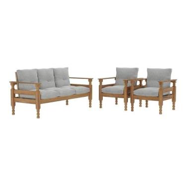 Imagem de Jogo Sofá Madeira Maciça 3 Lugares E 2 Poltronas Liz Multimóveis Vcr70