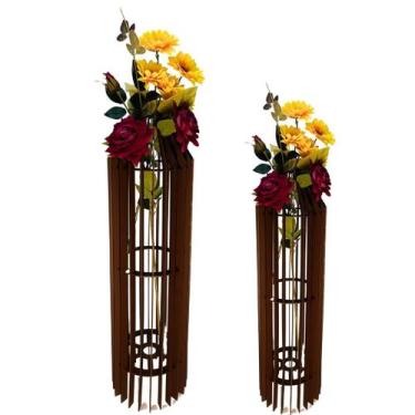 Imagem de Vaso de Chão Decorativo Grande MDF PENEDO - LENOBRE, Preto, Kit com 2 