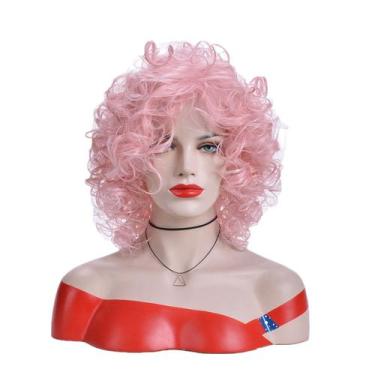Imagem de Peruca, fofa, curta, sintética, 38 cm, rosa encaracolada para mulheres