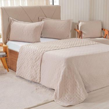 Imagem de Kit Colcha Casal Santorini New 220x240cm Biscuit