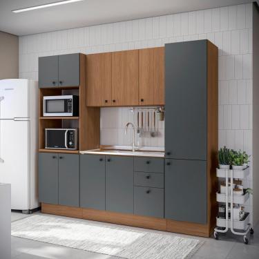 Imagem de Cozinha Modulada Pixel Kappesberg 100% Mdp Canela-cinza Sagrado-canela 240cm