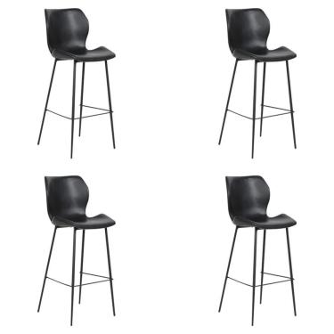Imagem de Kit 4 Banquetas Alta Com Encosto Para Bancada Cozinha Penha R02 Sintético Preto - Mpozenato