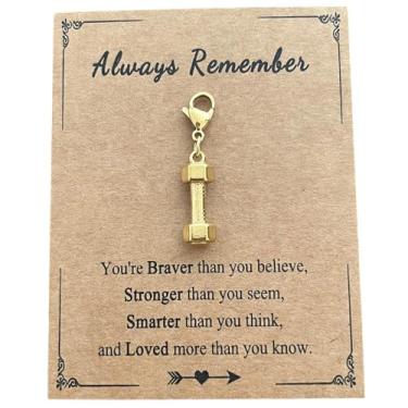 Imagem de AMOBESTER Mini pingentes dourados com clipe de haltere com zíper, berloques, pulseira, joias para entusiastas de fitness