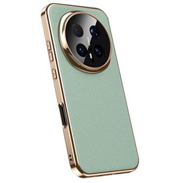 Imagem de FWYANZH Capa de couro genuíno para Honor Magic 8 Pro/8, capa magnética, galvanizada, luxuosa, proteção total para lente fina, verde, 8