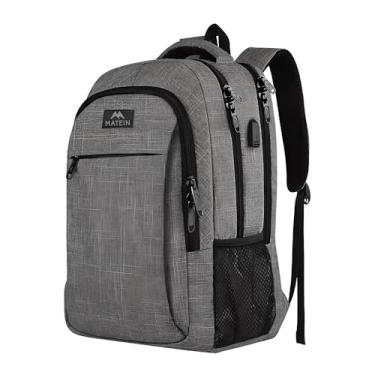 Imagem de Mochila Premium para Notebook 15.6", Viagem, Trabalho e Estudo, Resistente à Água, com Porta USB Integrado, Design Moderno Unissex na Cor Cinza