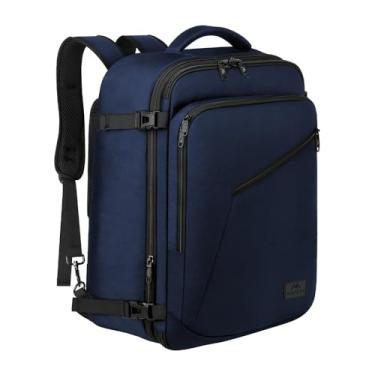 Imagem de Mochila de Bordo Grande Azul, Resistente à Água, Bagagem de Mão para Viagem com Compartimento para Laptop, Design Unissex para Avião e Uso Diário
