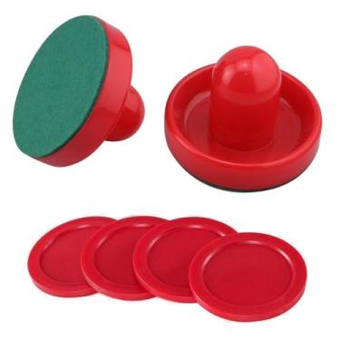 Imagem de Conjunto de empurradores de air hockey, acessórios de substituição para jogos de mesa domésticos, pacote com 2 discos de goleiros, pacote com 4 empurradores deslizantes de feltro
