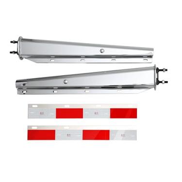 Imagem de Gancho de aba de lama com mola reta cromada, 76,2 cm de comprimento. Espaçamento do parafuso de montagem de 33 cm de comprimento. Mola interna aprimorada de 33 cm. com 2 peças de placa refletiva (3,5