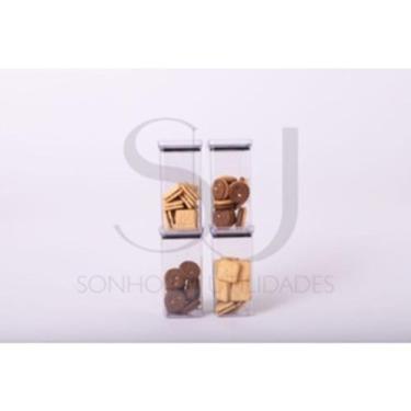Imagem de kit com 04 peças de 700 ML: Pote Hermético Quadrado Empilhável Acrílic