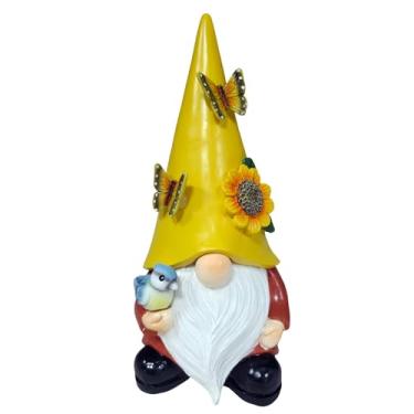 Imagem de Niwhydi SAFEKey Hiders Fora Estatueta de Gnomo Ocultar Uma Chave Jardim Ao Ar Livre Gnomos Estátuas Decorações Para Quintal Porta-chaves Escondido Caixa Fechadura Amarelo Pedra