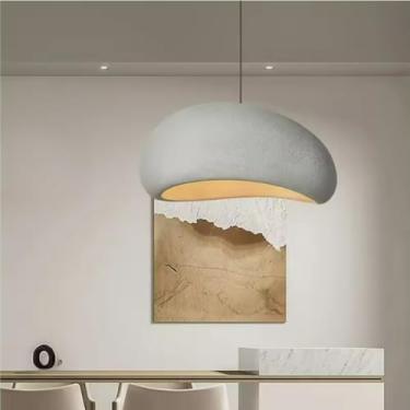 Imagem de OUFULA Simples moderno Wabi Sabi luz pendente para sala de estar Sala de Jantar Hotel Cafe Villa American Chandelier Lâmpada Suspensa Única Decoração Da Casa (B Cinza 1 PCS,L30cm)
