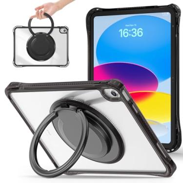 Imagem de Tuiklol Capa para iPad de 11 polegadas (A16) 11ª geração 2025 / iPad 10,9 polegadas 10ª geração 2022, suporte giratório para tablet com glitter, à prova de choque, transparente, preto