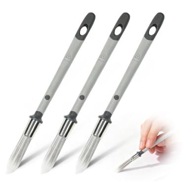 Imagem de MCSDFN 3 pincéis de pintura de acabamento de 1,27 cm para paredes – ferramentas de pintura de borda para retoques de casa e rodapé, cantos de parede e detalhes de móveis