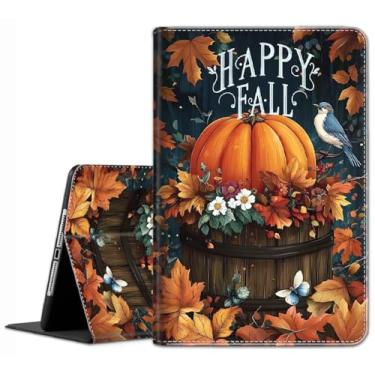 Imagem de Capa para iPad Air 13 polegadas M3/M2 2025/2024, iPad Pro 12,9 polegadas (6ª/5ª/4ª/3ª geração) – Capa de encaixe fino com hibernar/despertar automático, Happy Fall Maple Leaf Pumpkins