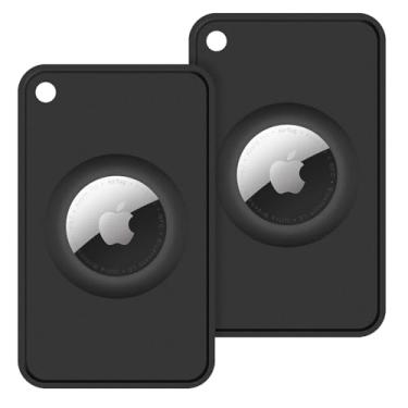 Imagem de HAUXGOGO Suporte para carteira AirTag – Protetor ultrafino para cartão AirTag (pacote com 2) – Serve para carteiras, bolsas, mochilas, bagagens, porta-documentos, capas de passaporte (preto)