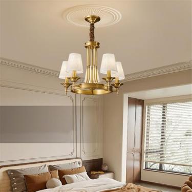 Imagem de Lustre americano de latão com LED, estilo europeu, luxuoso, para sala de estar, restaurante, quarto, villa, hotel, loja de roupas, luminária pendente (15 lâmpadas)