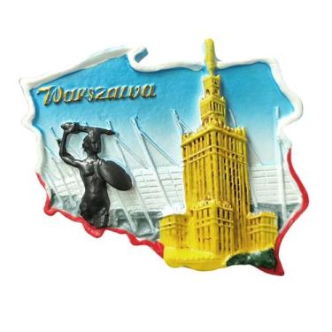 Imagem de Fridge Magnet Warsaw Landmark 3D Poland Travel Souvenir - Yiweisai