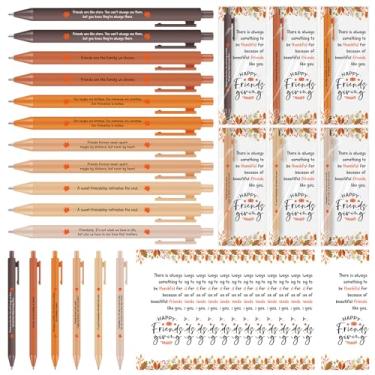 Imagem de Spiareal 50 conjuntos de canetas esferográficas de amizade de ação de graças com cartões de ação de amigos amigos são como estrelas outono presente de amizade para mulheres lembranças de festa de