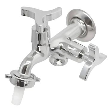 Imagem de Torneira Metal Para Tanque Com Duas Saídas 1/4 De Volta Luxo