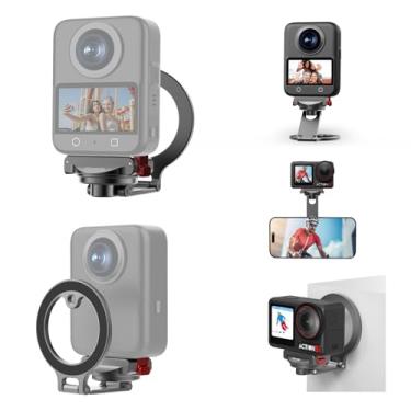 Imagem de BRDRC Base de suporte magnético Osmo 360, adaptador de liberação rápida, liga de alumínio, suporte ajustável de 360° para DJI Osmo Action 5 Pro/4/3, acessórios para suporte de telefone MagSafe com