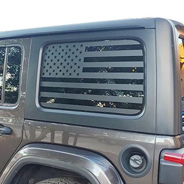 Imagem de Zxiaochun Decalque de janela traseira da bandeira americana compatível com Jeep Wrangler JL JLU 2018-2023 2024 (versão de 4 portas), vidro de janela lateral traseira pré-cortado adesivo de vinil da