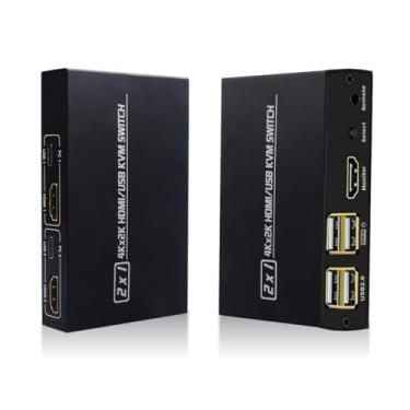 Imagem de Hub Chaveador Switch KVM 2 Portas 4k Alterne 2 Computadores a 1 Monitor